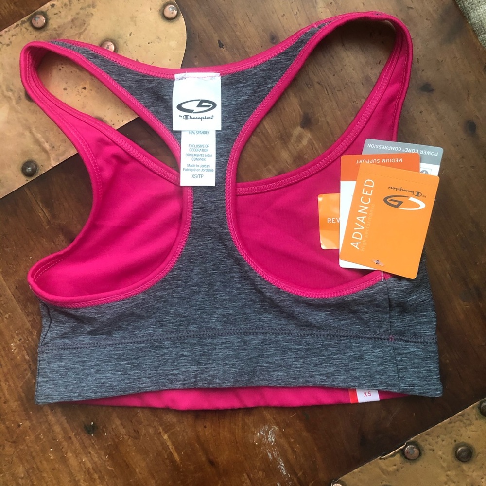 NEW C9 Champion reversible sports bra hot pink gray